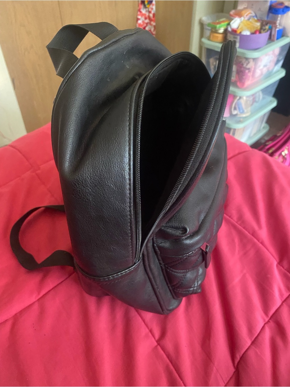 Claire's Black Faux Leather Small Backpack